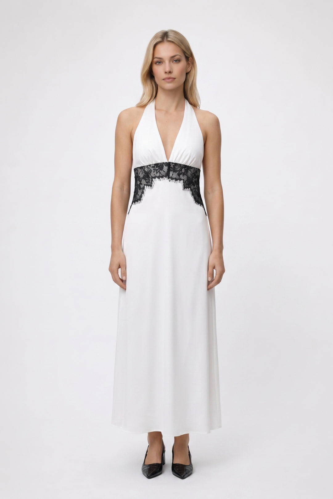 Maxi Jurk Dames - Halter | Kanten Taille Detail