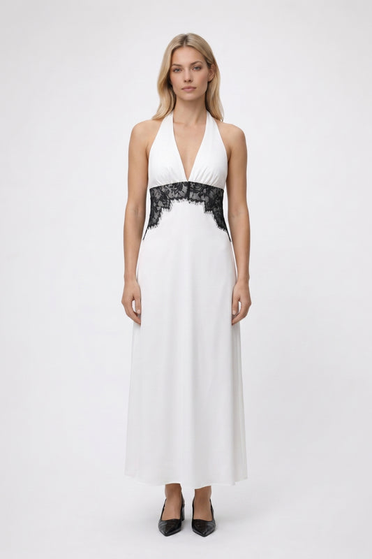 Maxi Jurk Dames - Halter | Kanten Taille Detail