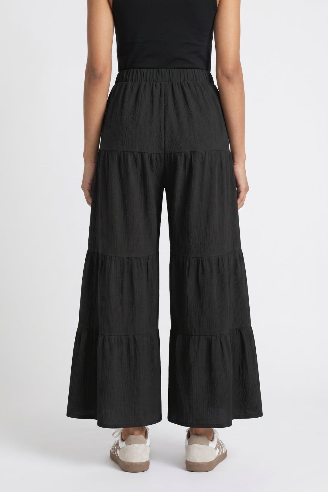 Wijde Broek Dames - Gelaagd | Elastische Taille met Ruches