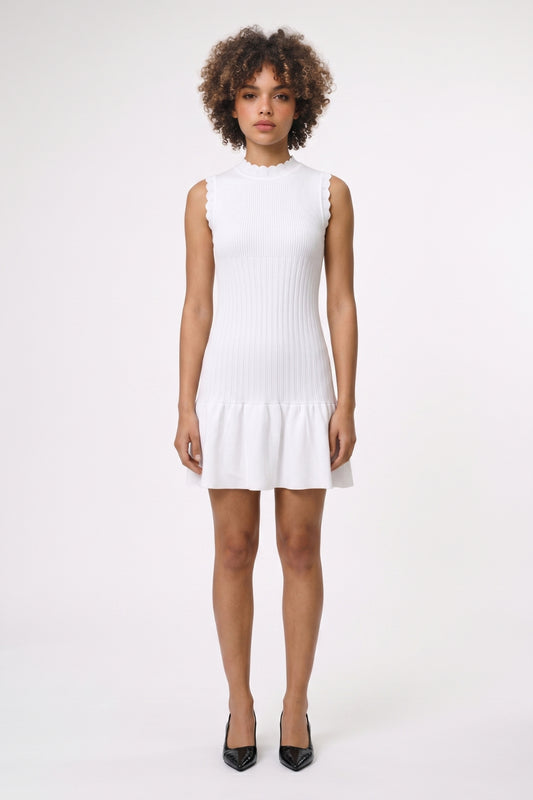 Mini Jurk Dames - Geribbeld | Mouwloos met Opstaande Hals