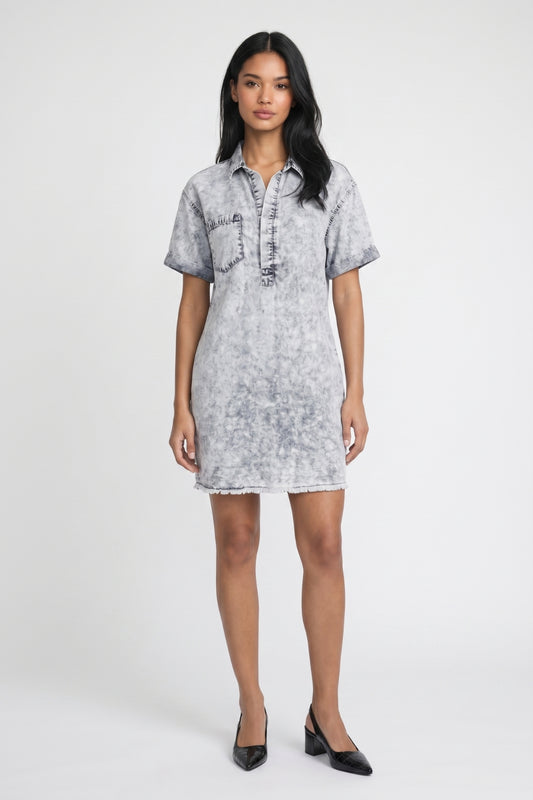 Mini Jurk Dames - Overhemd Stijl | Korte Mouwen