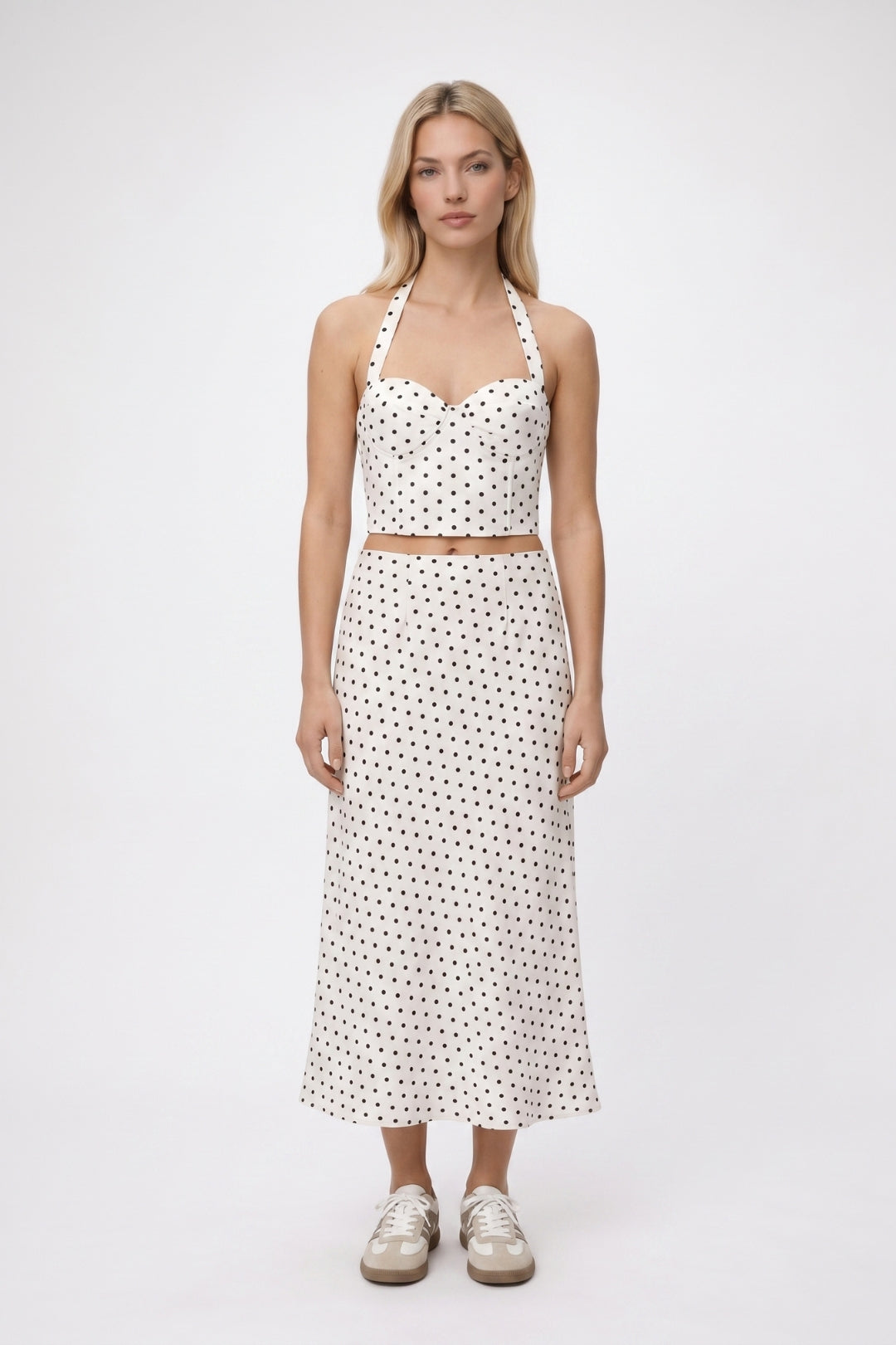 2-Delige Set Dames - Polka Dots | Halter Top met Midi Rok