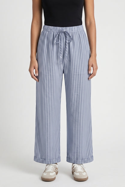 Gestreepte Broek Dames - Wijde Snit | Trekkoord en Comfort