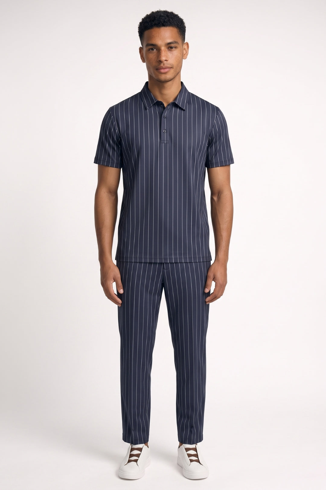 2-Delige Set Heren - Gestreept | Polo met Lange Broek