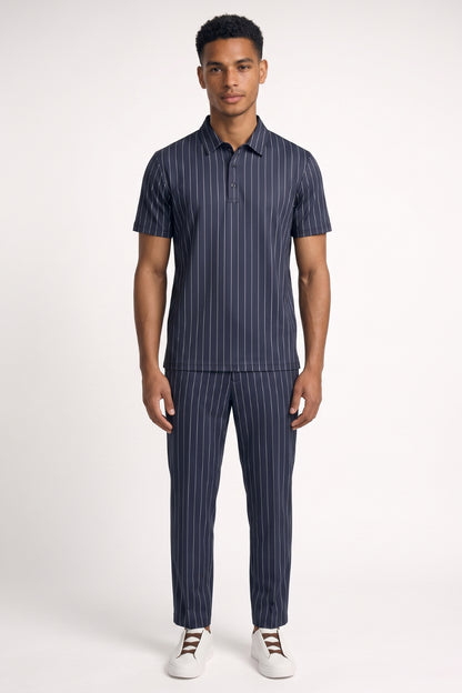 2-Delige Set Heren - Gestreept | Polo met Lange Broek