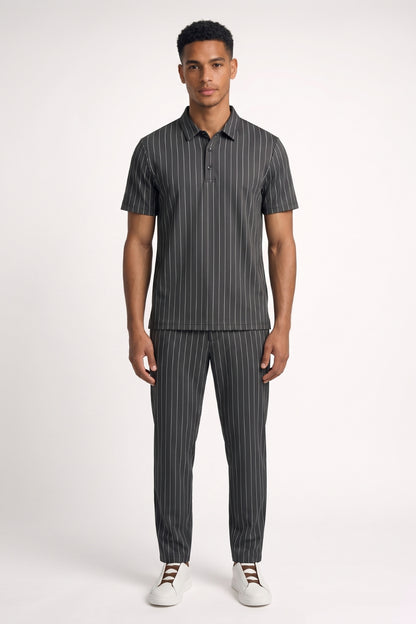 2-Delige Set Heren - Gestreept | Polo met Lange Broek