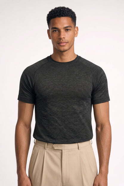 T-shirt Heren - Geribbeld | Ronde Hals met Korte Mouwen