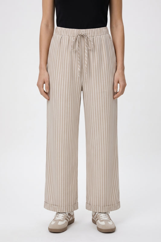 Gestreepte Broek Dames - Wijde Snit | Trekkoord en Comfort