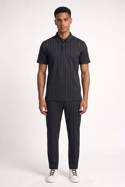 2-Delige Set Heren - Gestreept | Polo met Lange Broek