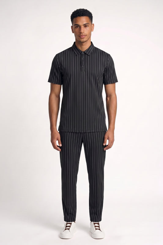 2-Delige Set Heren - Gestreept | Polo met Lange Broek