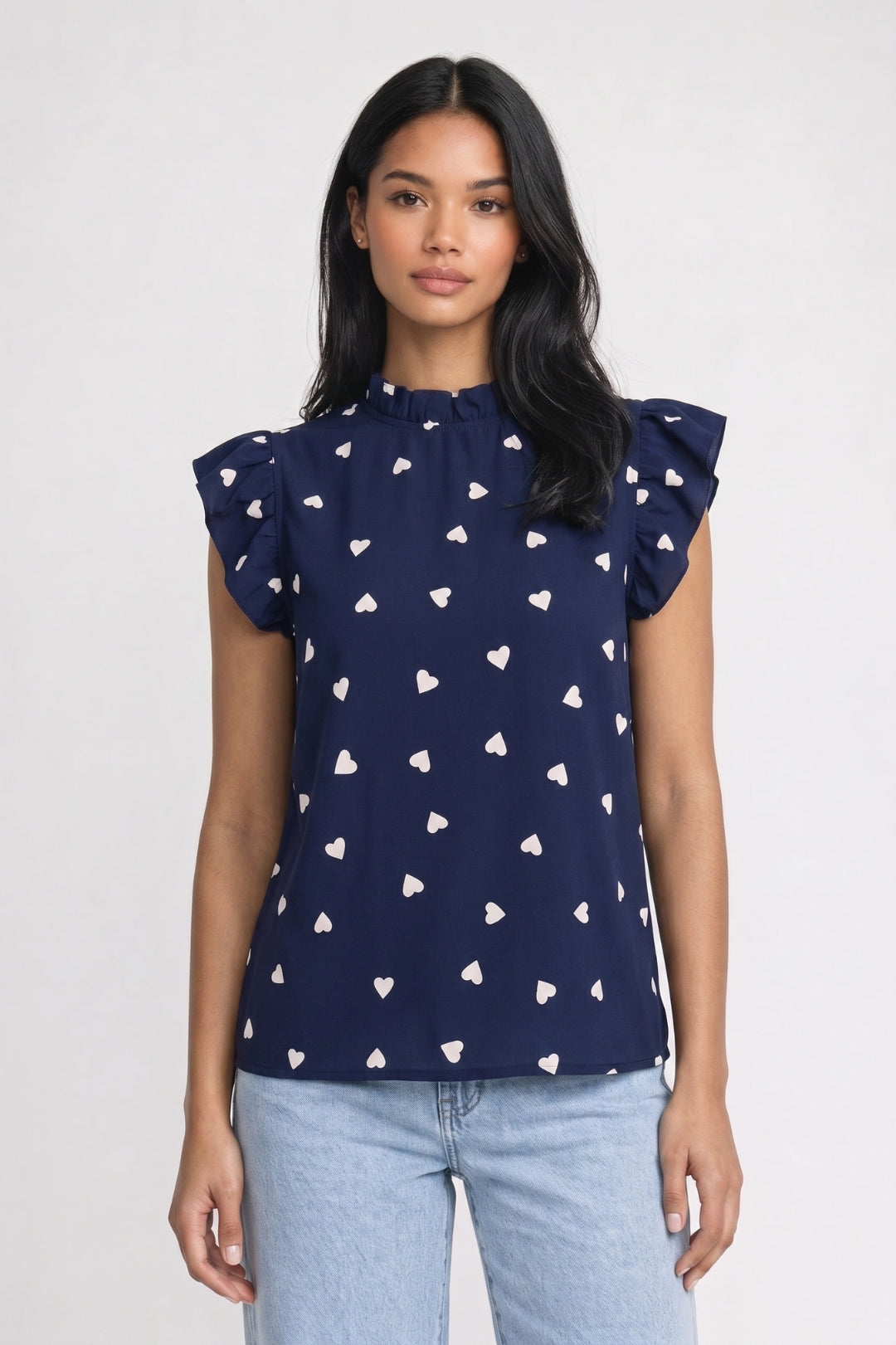 Blouse Dames - Hartenprint | Ruffle Mouwen
