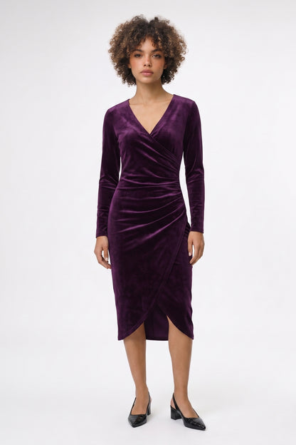 Midi Jurk Dames - Getailleerd | Wikkel V-hals Elegante Look