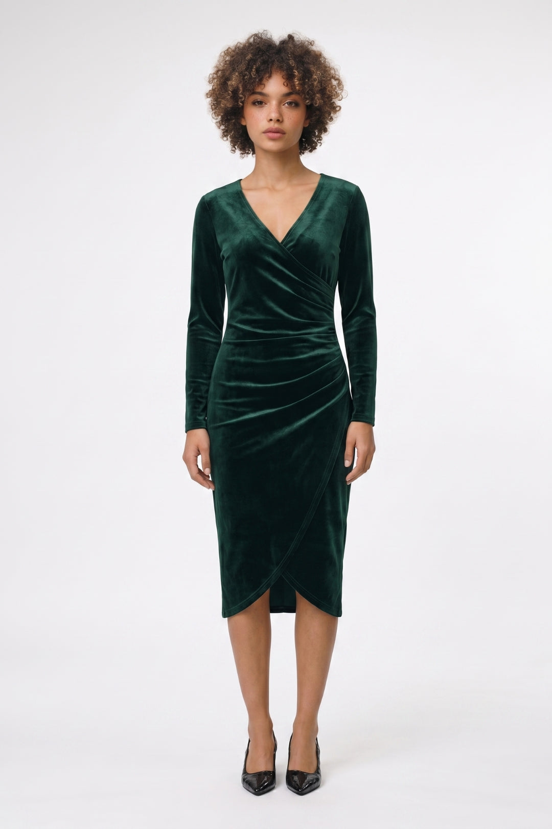 Midi Jurk Dames - Getailleerd | Wikkel V-hals Elegante Look