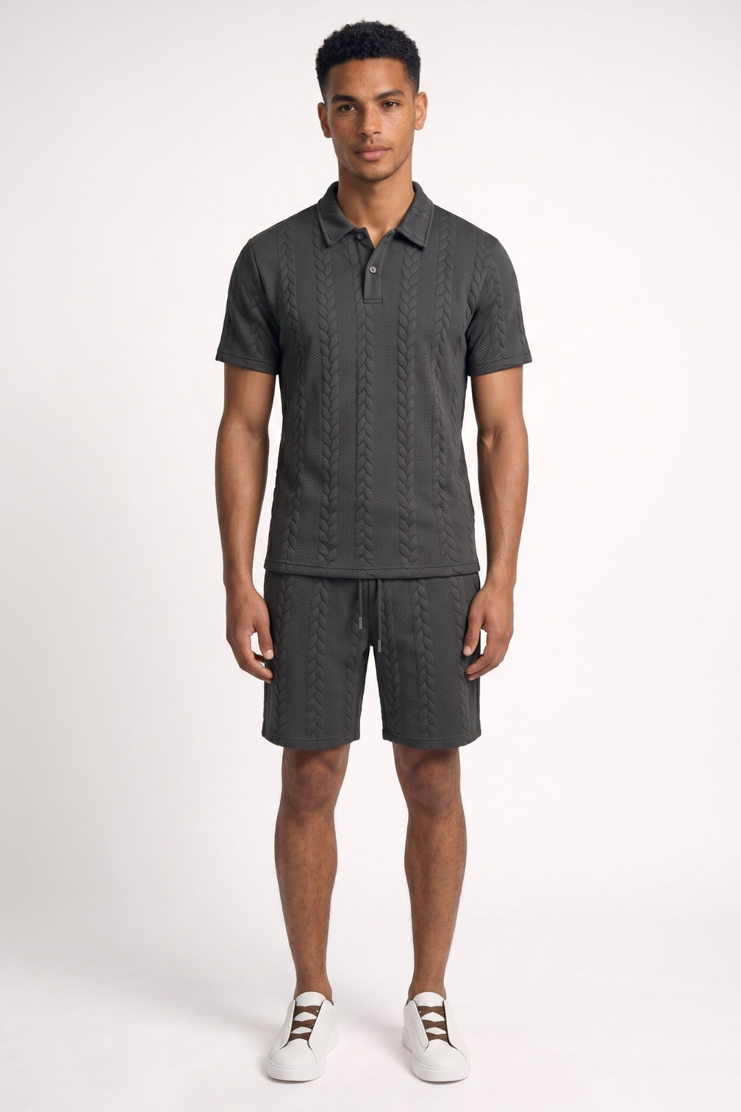 2-Delige Set Heren - Getextureerd | Polo met Korte Broek