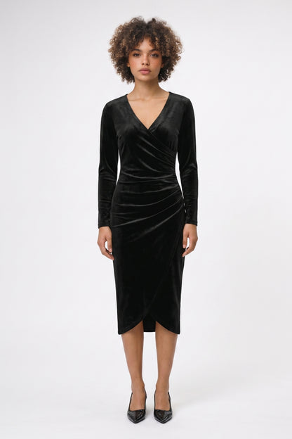 Midi Jurk Dames - Getailleerd | Wikkel V-hals Elegante Look