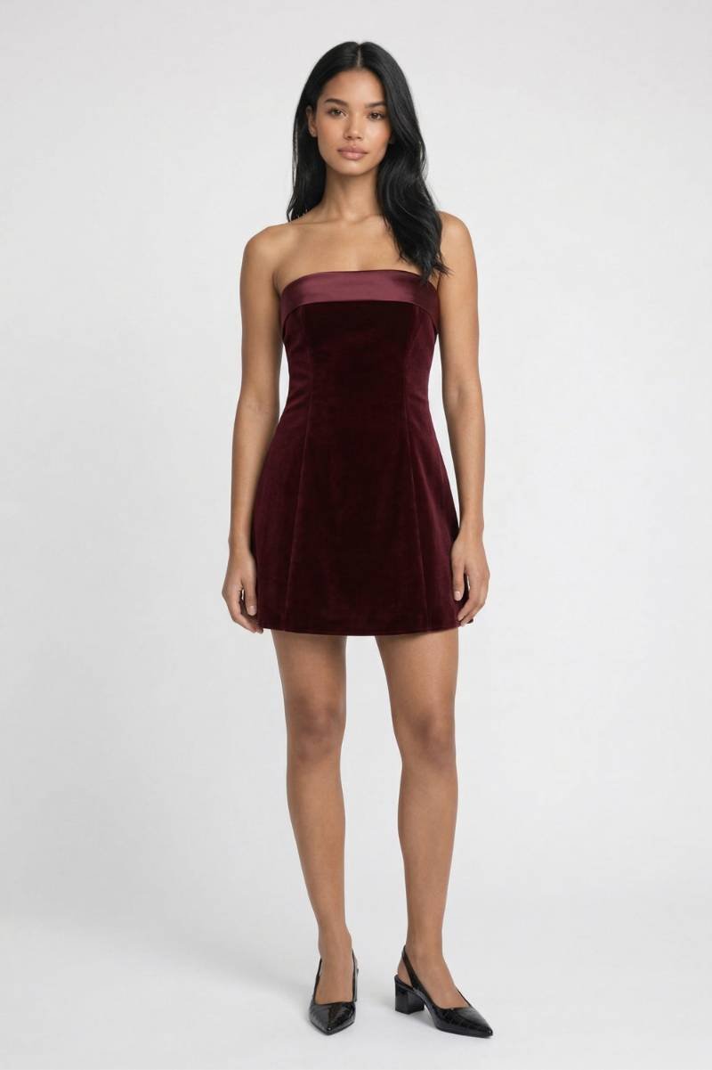 Strapless Mini Jurk Dames - Elegant | Luxe Textuur & Perfecte Pasvorm - Bordeaux