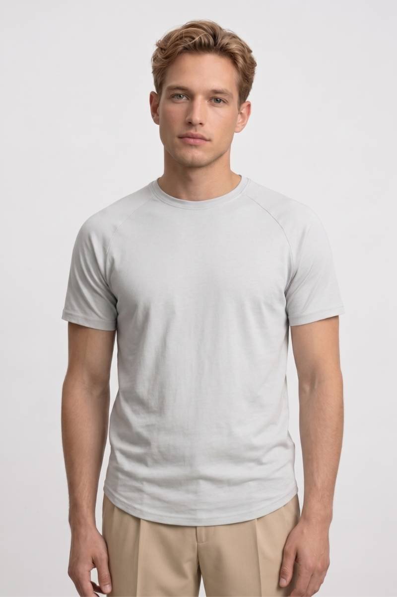 T-shirt Heren - Basiskleur | Ronde Hals met Korte Mouwen — Lichtgrijs