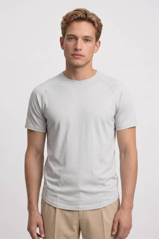T-shirt Heren - Basiskleur | Ronde Hals met Korte Mouwen — Lichtgrijs