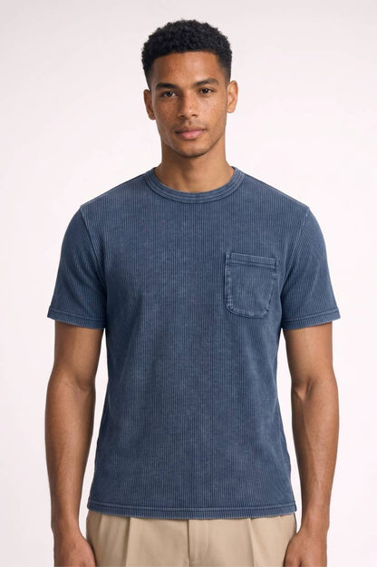T-shirt Heren - Casual Met Borstzak | Comfortabele Pasvorm — Blauw