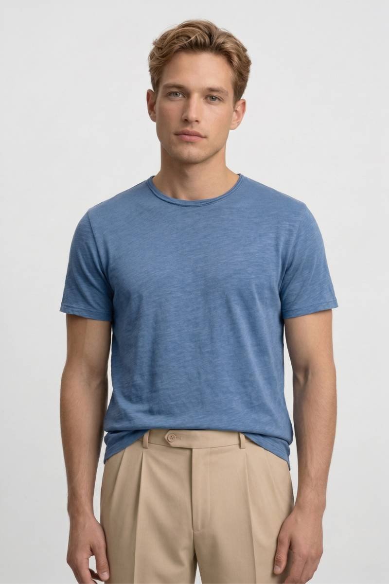 T-Shirt Heren - Casual | Ronde Hals & Korte Mouwen - Lichtblauw