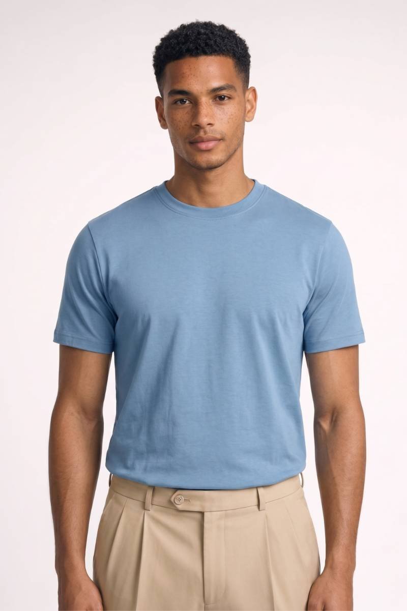 T-shirt Heren - Klassiek | Ronde Hals & Korte Mouwen — Lichtblauw
