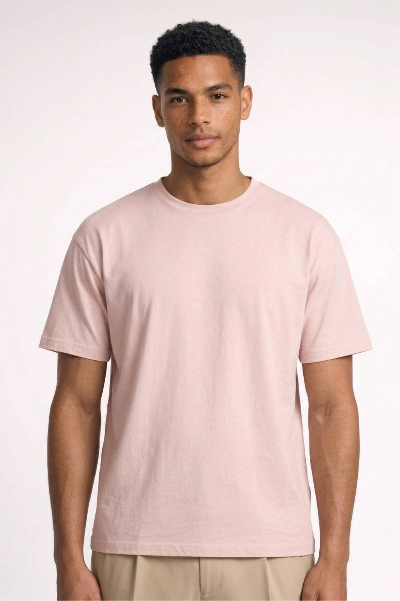 T-Shirt Heren - Relaxed | Ronde Hals & Kortere Mouwen - Lichtroze
