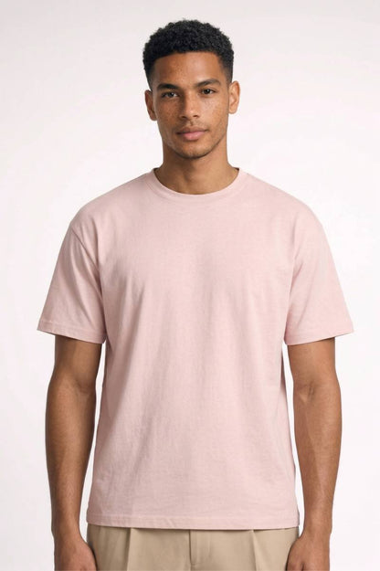 T-Shirt Heren - Relaxed | Ronde Hals & Kortere Mouwen - Lichtroze