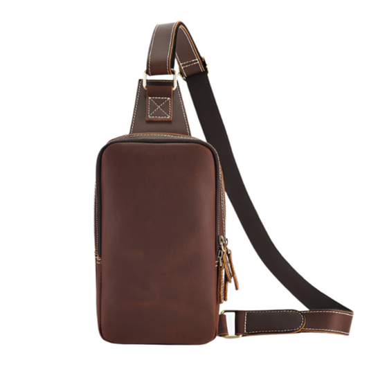 Tas Heren - Compacte Sling Bag met Dubbele Rits en Brede Band | Casual
