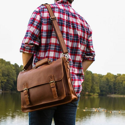 Tas Heren - Grote Aktetas met Dubbele Gesp en Brede Schouderband | Casual