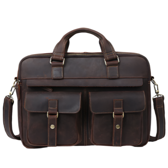 Tas Heren - Leren Laptoptas met Voorvakken | Zakelijk Casual