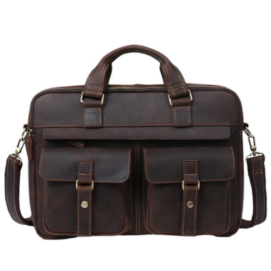 Tas Heren - Leren Laptoptas met Voorvakken | Zakelijk Casual