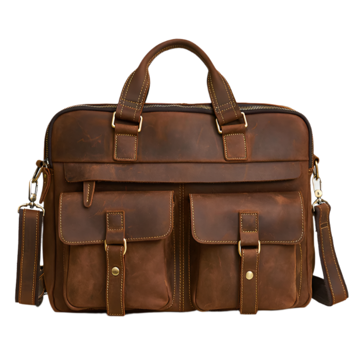 Tas Heren - Leren Laptoptas met Voorvakken | Zakelijk Casual