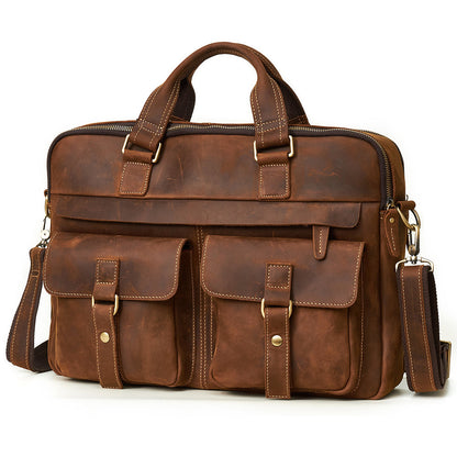 Tas Heren - Leren Laptoptas met Voorvakken | Zakelijk Casual