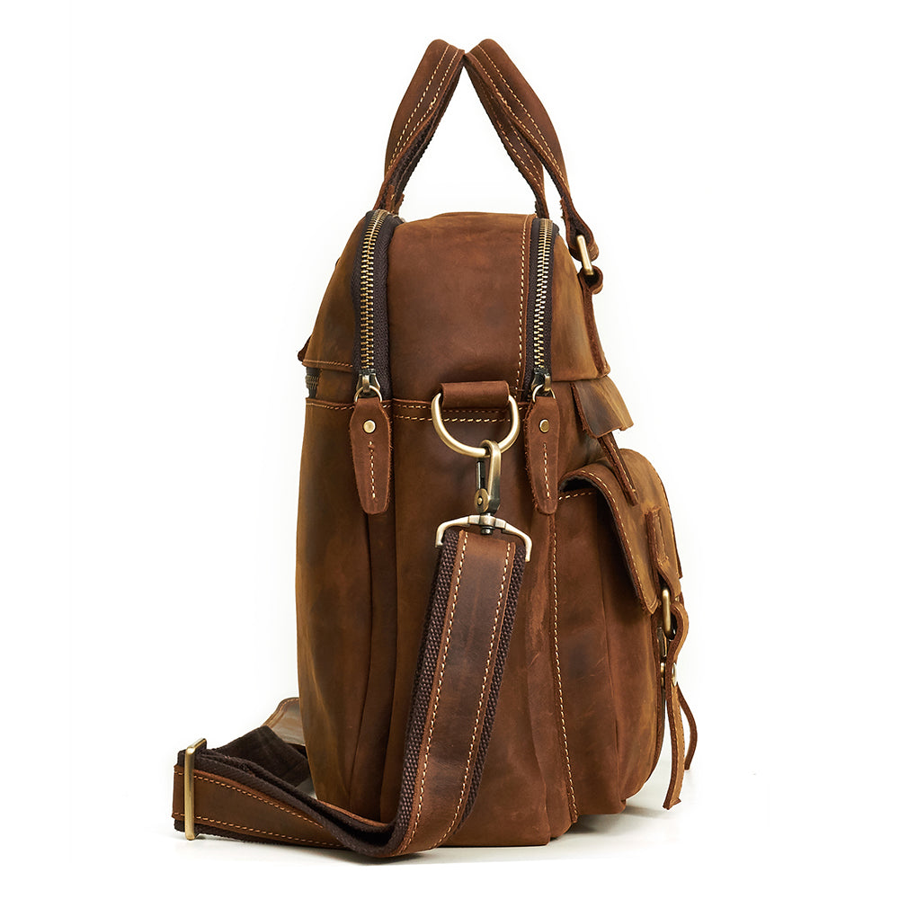 Tas Heren - Leren Laptoptas met Voorvakken | Zakelijk Casual