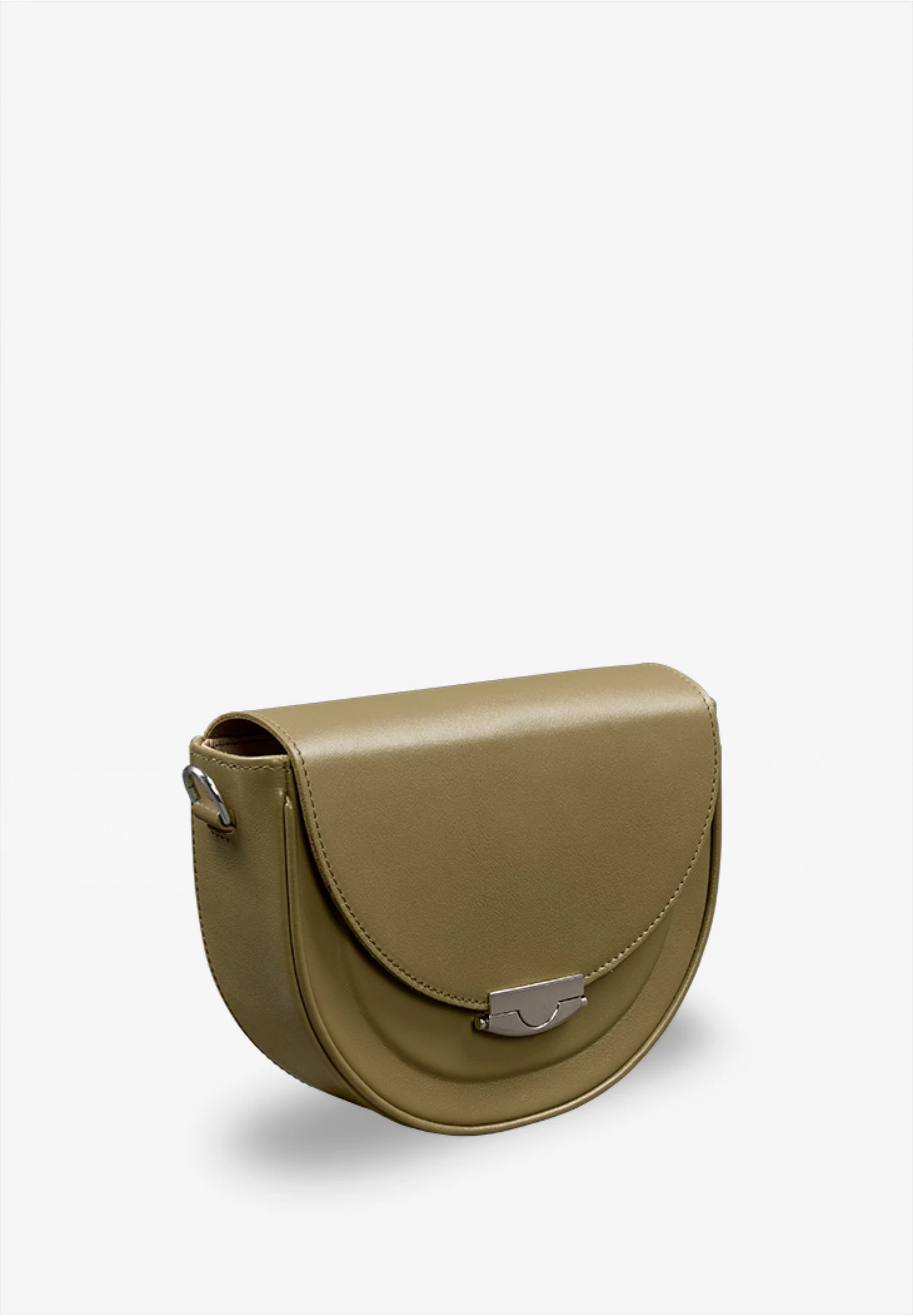 Tas Dames - Ronde Saddle Crossbody met Zilver Drukslot en Brede Band | Chic