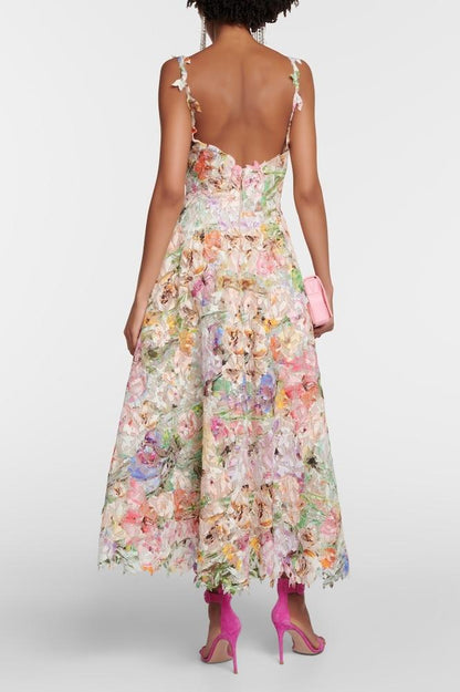 Midi Jurk Dames - Strapless met Bloemenprint | Bruiloft Gast