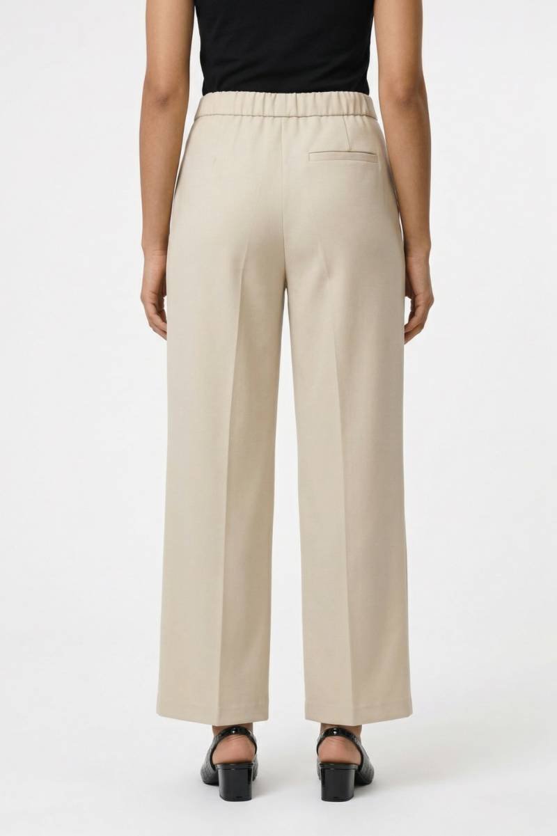 Wijde Broek Dames - Comfortabel | Hoge Taille met Strikceintuur — Crème