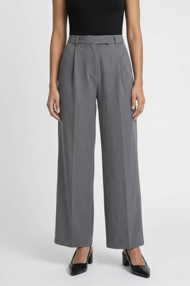 Wijde Broek Dames - Elegant | Hoge Taille & Stijlvolle Pijpen — Grijs