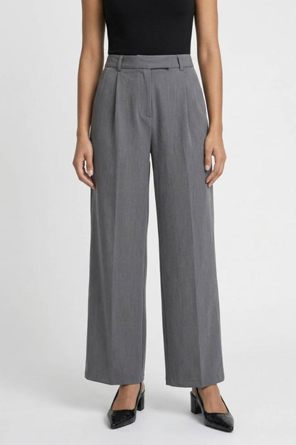 Wijde Broek Dames - Elegant | Hoge Taille & Stijlvolle Pijpen — Grijs