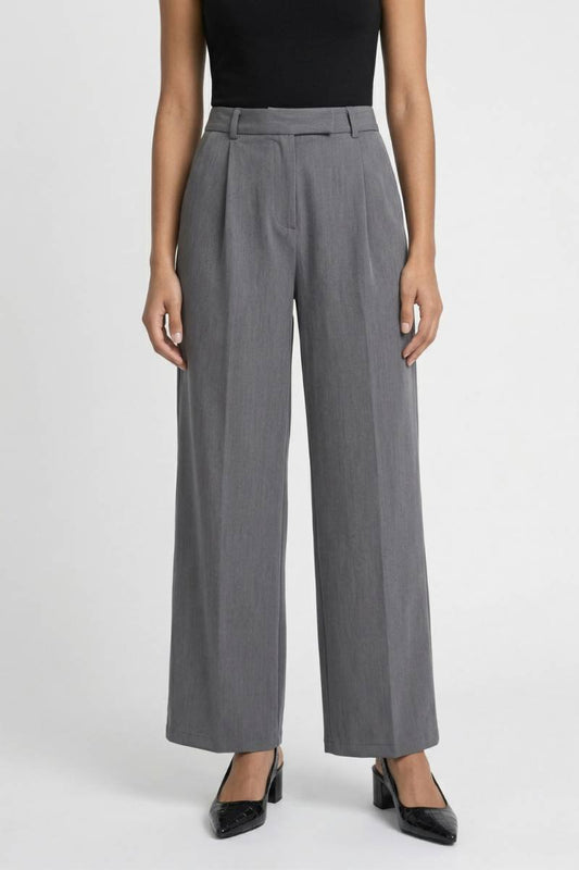 Wijde Broek Dames - Elegant | Hoge Taille & Stijlvolle Pijpen — Grijs