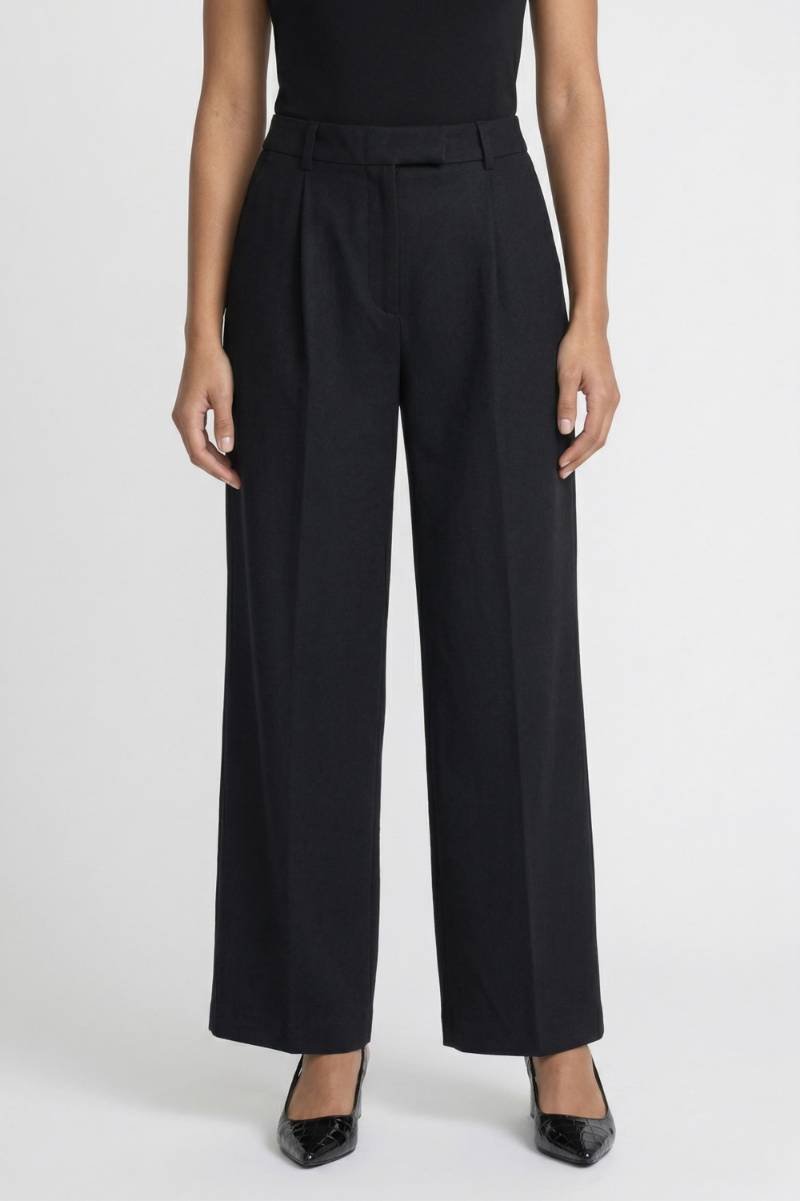 Wijde Broek Dames - Elegant | Hoge Taille & Stijlvolle Pijpen — Zwart