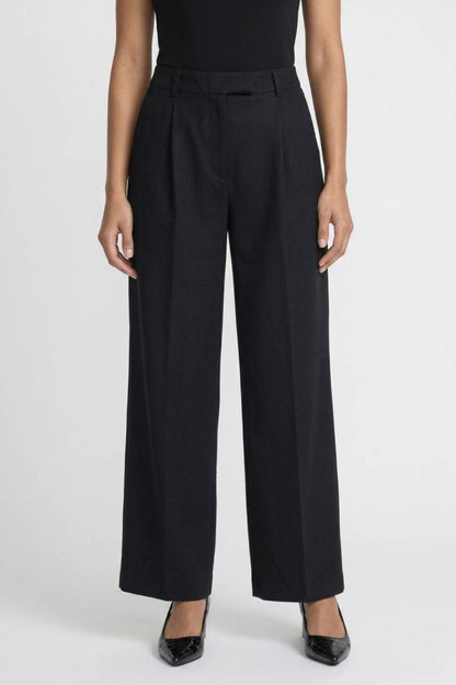 Wijde Broek Dames - Elegant | Hoge Taille & Stijlvolle Pijpen — Zwart