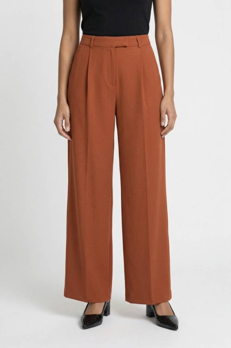 Wijde Broek Dames - Elegant | Hoge Taille & Stijlvolle Pijpen — Terracotta