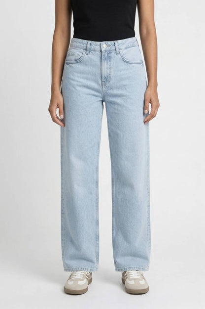 Wijde Jeans Dames - Relaxed | High Waisted Straight Fit — Lichtblauw