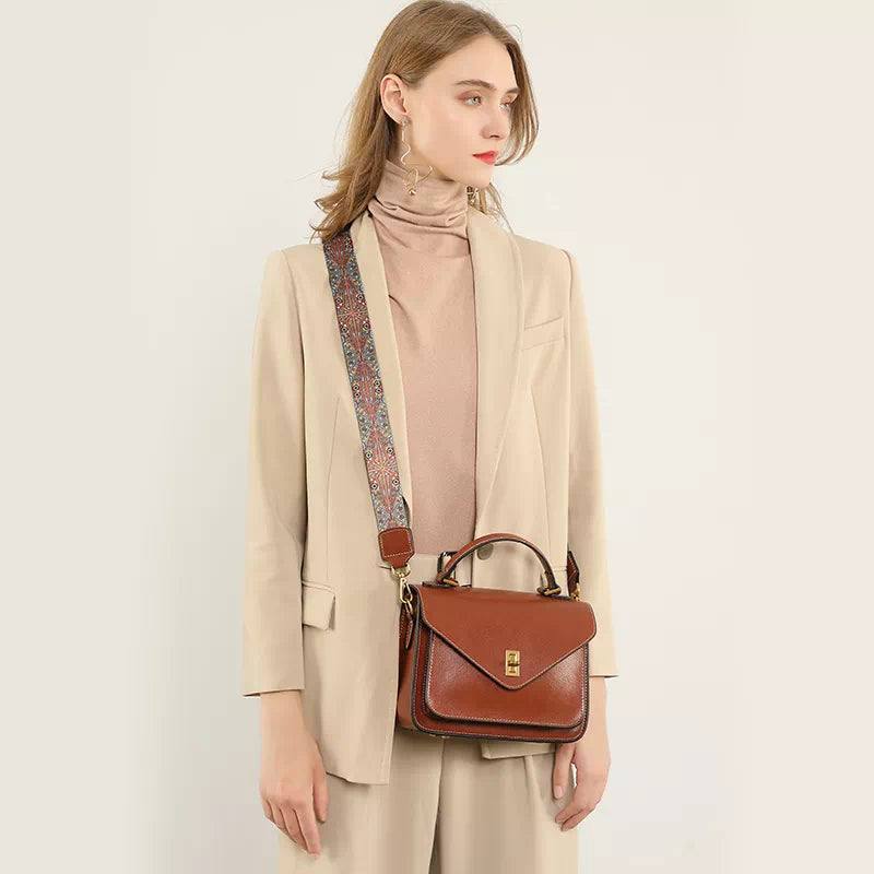 Tas Dames - Vintage Envelop Flap met Gouden Draaislot en Topgreep | Chic