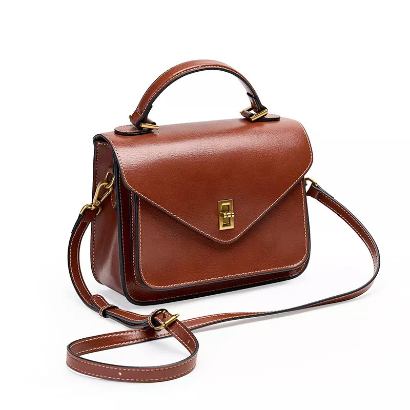 Tas Dames - Vintage Envelop Flap met Gouden Draaislot en Topgreep | Chic