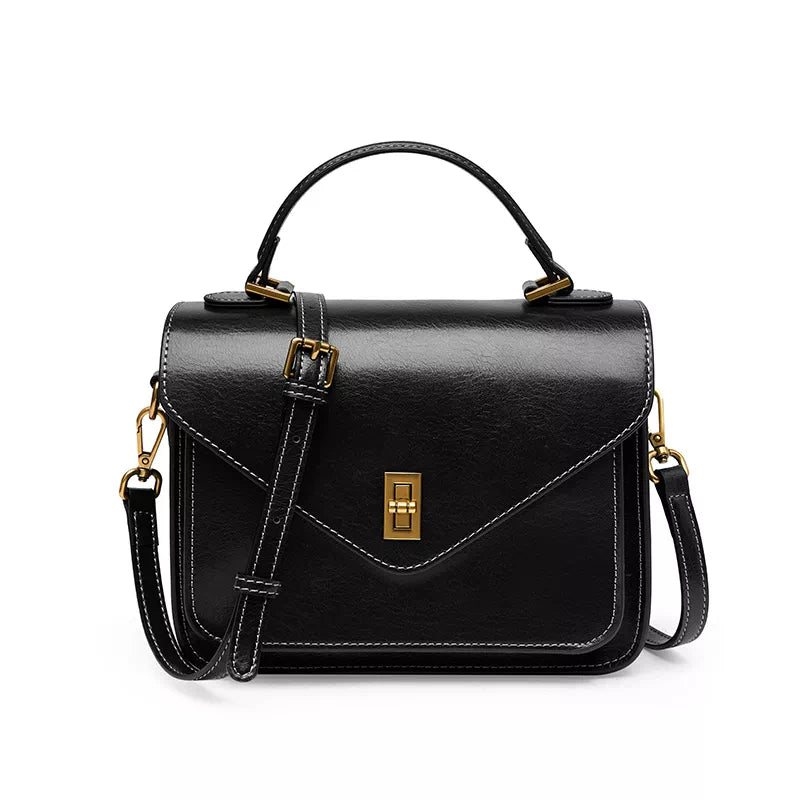 Tas Dames - Vintage Envelop Flap met Gouden Draaislot en Topgreep | Chic