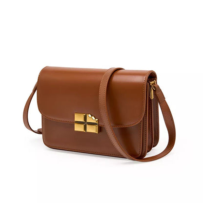 Tas Dames - Elegante Flap Crossbody met Gouden Kruis Slot en Brede Band | Mini