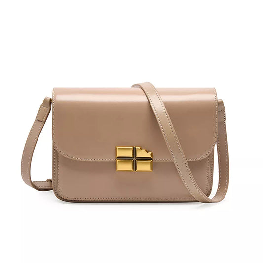 Tas Dames - Elegante Flap Crossbody met Gouden Kruis Slot en Brede Band | Mini
