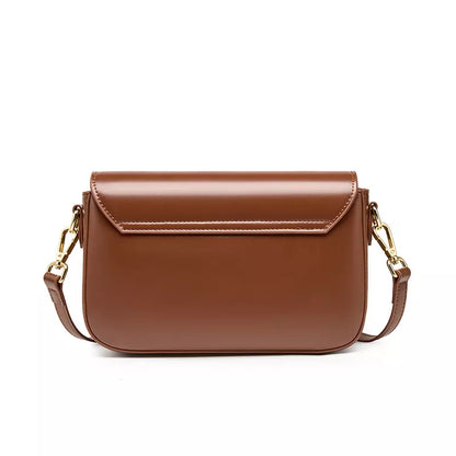 Tas Dames - Strakke Flap Crossbody met Gouden Vierkant Slot en Brede Band | Chic